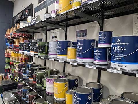 Shelves of paint cans